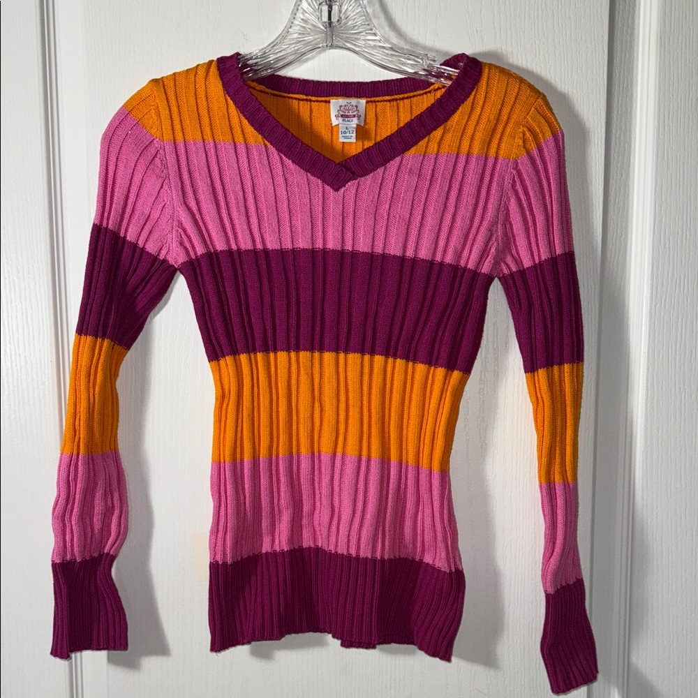 The Children's Place Pink, Orange, and Purple Striped Sweater